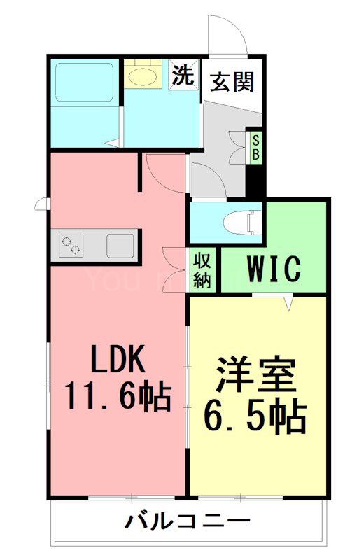ル ガルデニア(1LDK/1階)の間取り写真