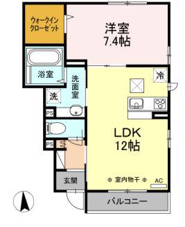 アンベリール一番町(1LDK/1階)の間取り写真