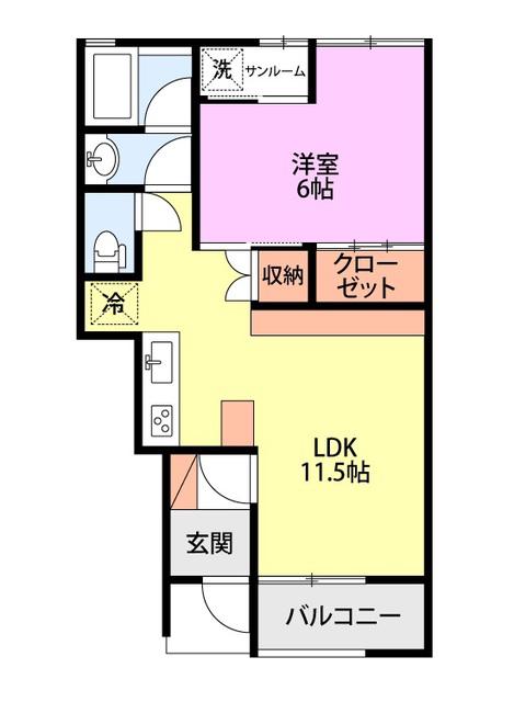GRANDIR(1LDK/1階)の間取り写真