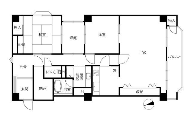 尾張町マンション(2LDK/4階)の間取り写真