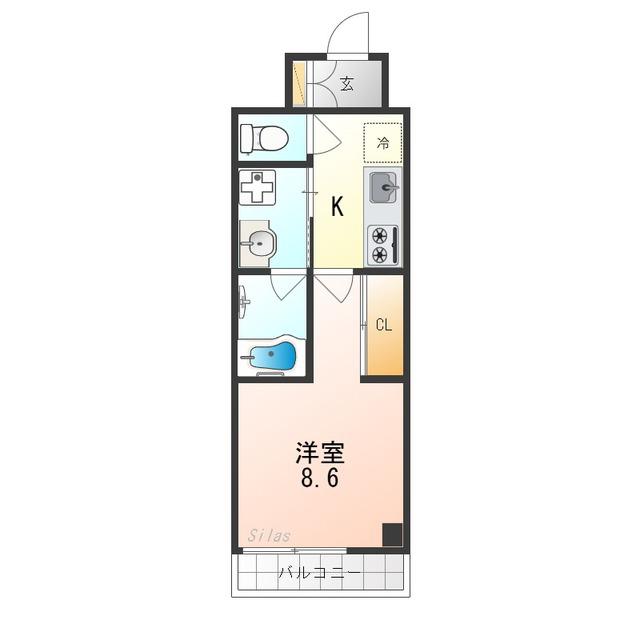 アミティエ山科(1K/2階)の間取り写真