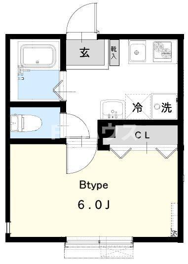 ベルンハルト谷津(1K/2階)の間取り写真