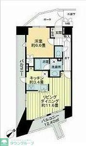 八王子明神町アーバンライフ(1LDK/12階)の間取り写真