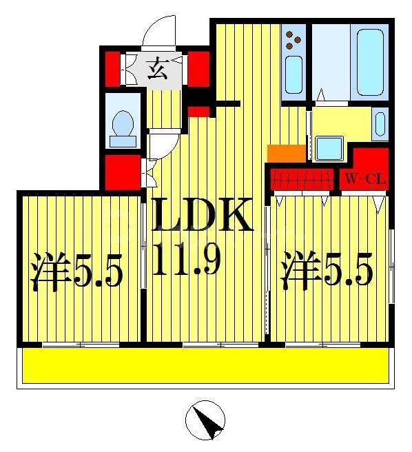 CHARMANT駿河台(2LDK/1階)の間取り写真