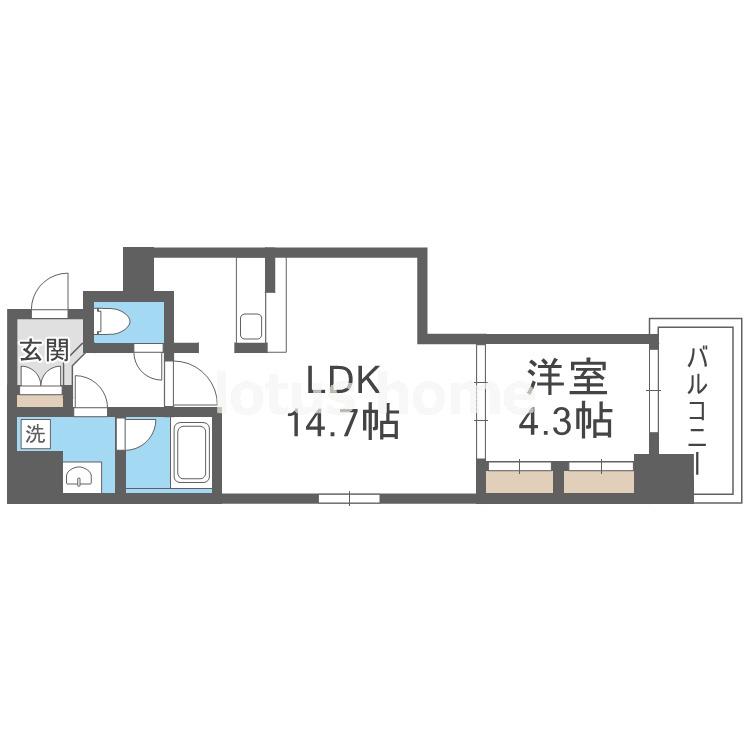 SUNREGIS NAMBA(1LDK/11階)の間取り写真