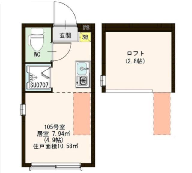 プランドール西荻(ワンルーム/1階)の間取り写真