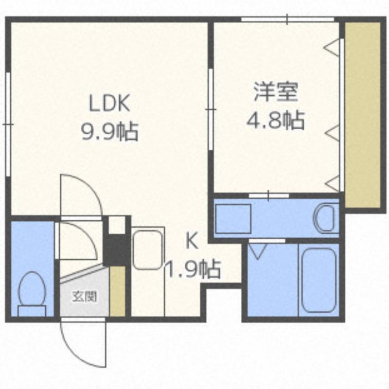 グランメール中の島(1LDK/4階)の間取り写真
