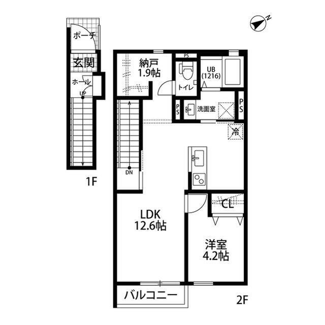 デュラカーサ根光II(1LDK/2階)の間取り写真