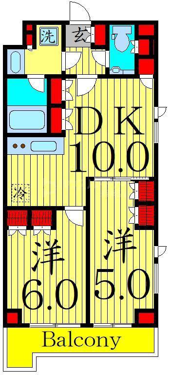 ルーブル五反野弐番館(2DK/3階)の間取り写真