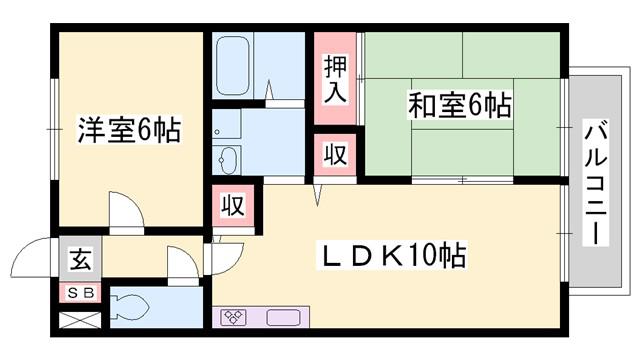 カーサ夢咲(2LDK/1階)の間取り写真