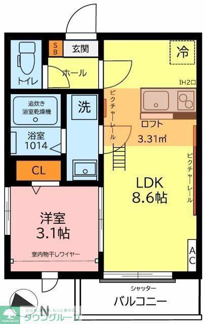 ガーデンヒルズ宮原(1LDK/3階)の間取り写真