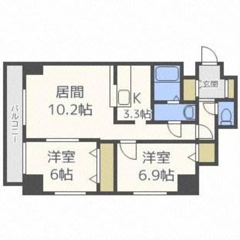 エステラ真駒内(2LDK/3階)の間取り写真
