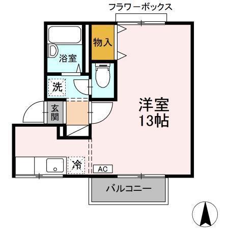 セジュール泉山(ワンルーム/1階)の間取り写真