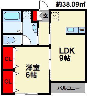 リヴェール堀池(1LDK/1階)の間取り写真