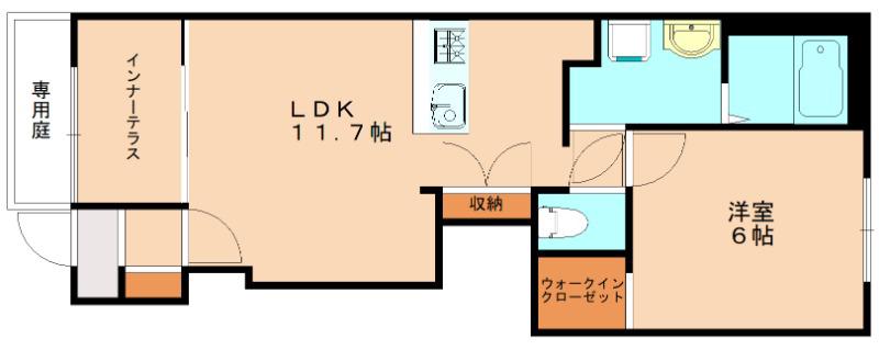 プリメゾン東郷(1LDK/1階)の間取り写真