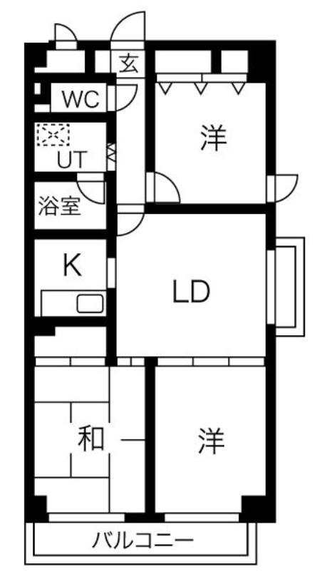 ベルコート加古川(2LDK/2階)の間取り写真