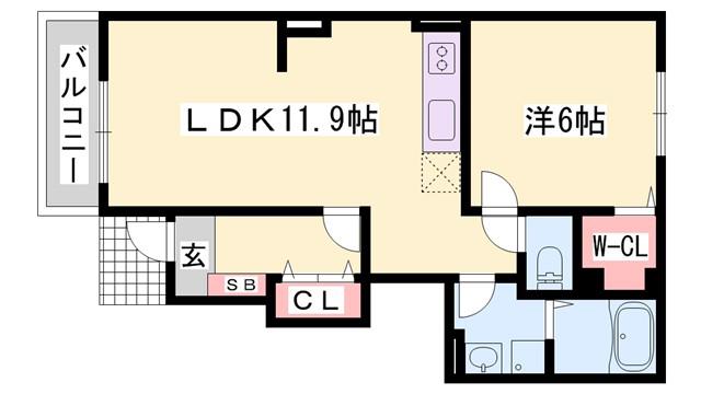 アン ボヌール(1LDK/1階)の間取り写真