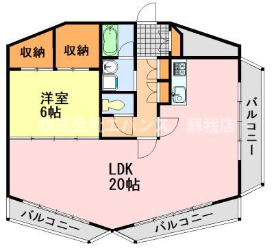 クリスタルスクエアINOHANA(1LDK/5階)の間取り写真