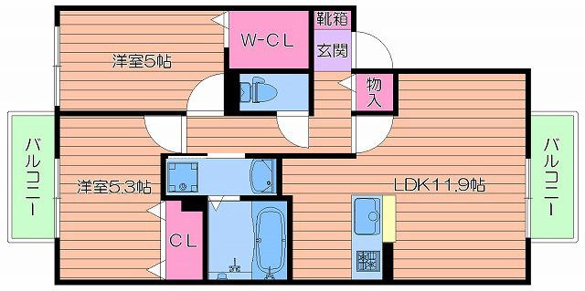 コスモ新森(2LDK/2階)の間取り写真