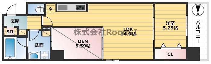 GLAM STELLA松屋町(1SLDK/5階)の間取り写真