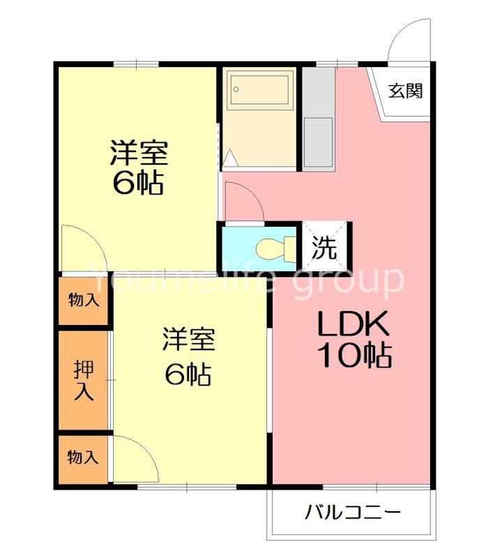 大澤ハイツ(2LDK/2階)の間取り写真