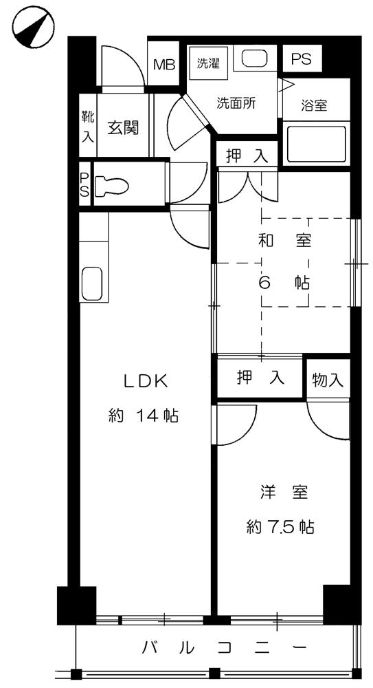 グランフォレスト六甲(2LDK/3階)の間取り写真