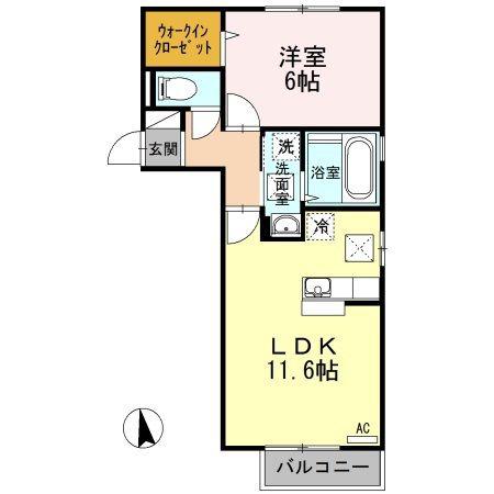 アガパンサスA棟(1LDK/1階)の間取り写真