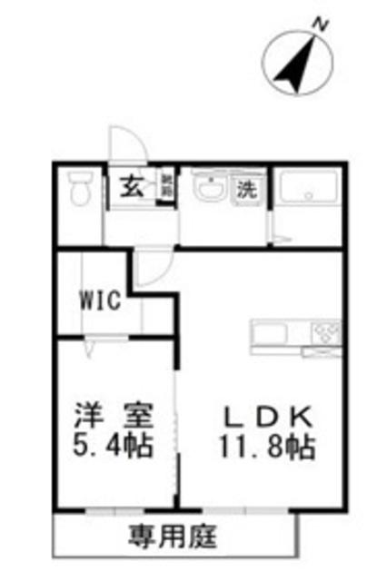 ソレイユみそらIV(1LDK/1階)の間取り写真