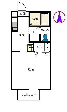 ディアス野口(1K/2階)の間取り写真