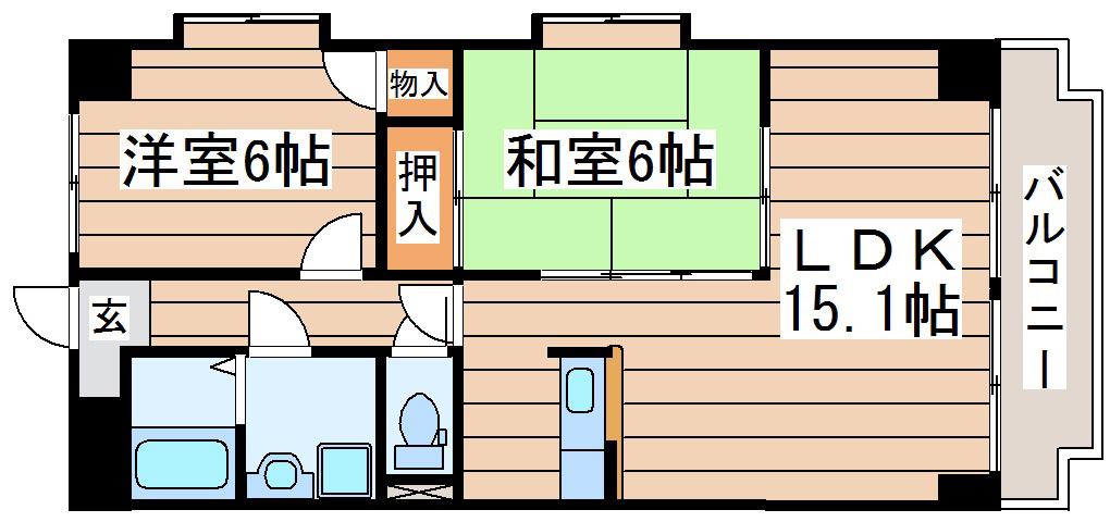 ファンテージ八乙女(2LDK/8階)の間取り写真