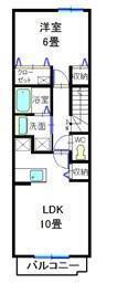 サンパティーク・S(1LDK/2階)の間取り写真