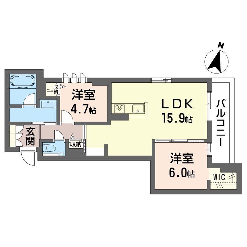 セントリビエ湘南台(2LDK/4階)の間取り写真
