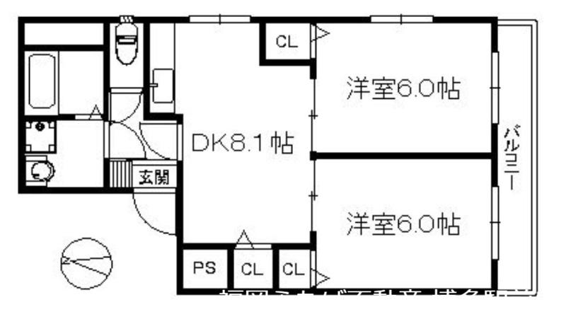 ピュール西の丘(2LDK/2階)の間取り写真