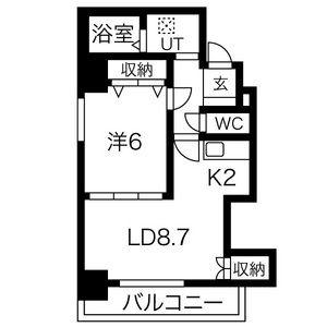 ヒルズ新栄(1LDK/2階)の間取り写真