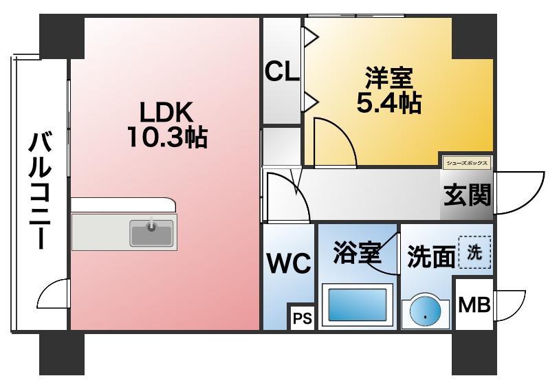 ル・コンセルト本陣(1LDK/7階)の間取り写真