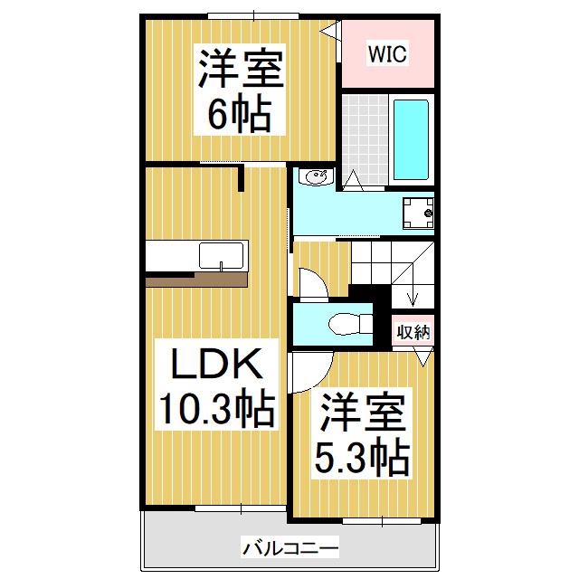 ル・プランタンII(2LDK/2階)の間取り写真