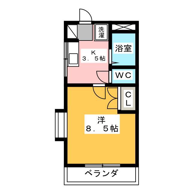 グリーンドエル(1K/2階)の間取り写真