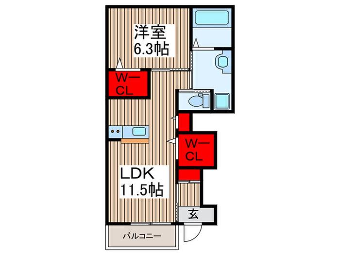 プランドール(1LDK/1階)の間取り写真