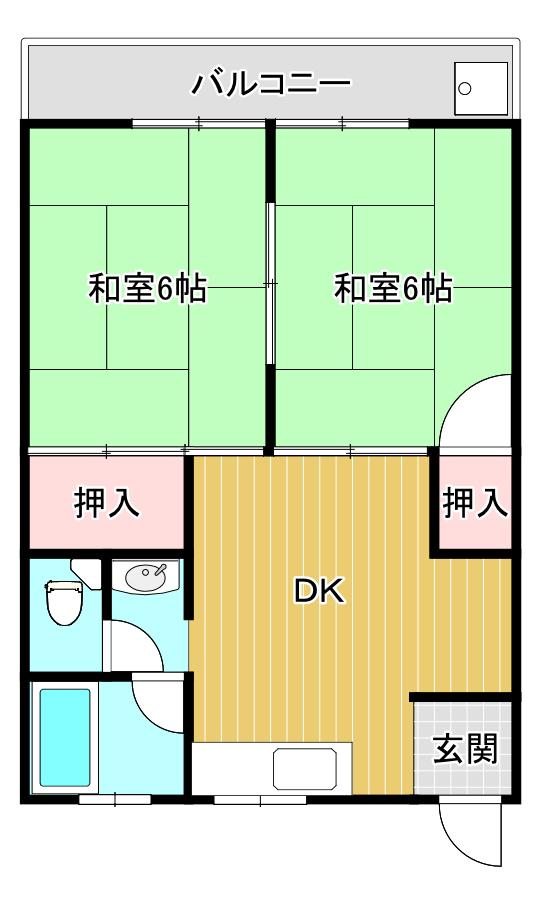 ハイツみなべ(2DK/2階)の間取り写真