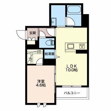 レフィアント高木(1LDK/1階)の間取り写真