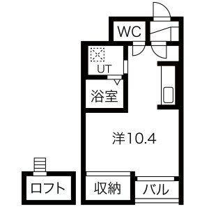 フェルトHANDEN(ワンルーム/1階)の間取り写真
