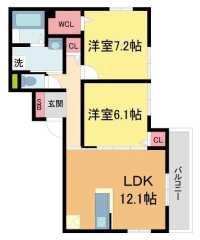 COLN KOROEN(2LDK/2階)の間取り写真