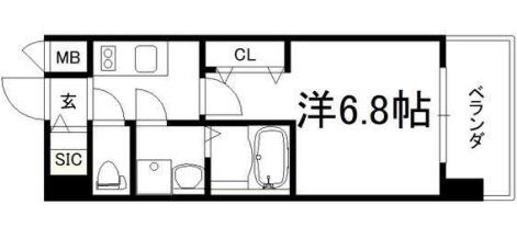 レジュールアッシュ玉造(1K/9階)の間取り写真
