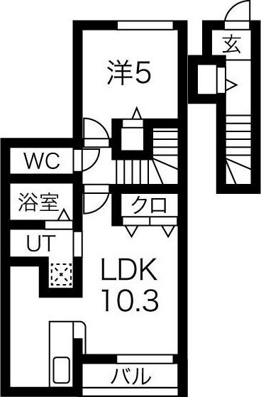 スカイヴィレッジ盛南II(1LDK/2階)の間取り写真