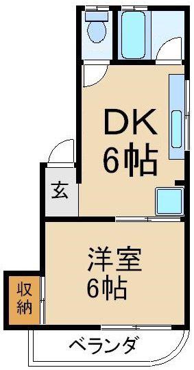 香里エイコーマンション(1DK/2階)の間取り写真