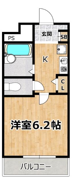 リーガル塚本II(1K/5階)の間取り写真