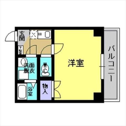 スプリングハイム(1K/6階)の間取り写真