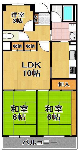 敷島プラザ(3LDK/4階)の間取り写真