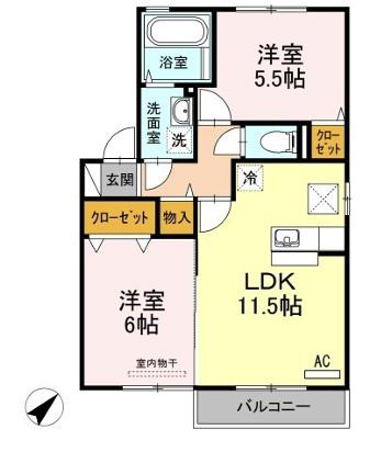 アンソレイエ松家(2LDK/1階)の間取り写真