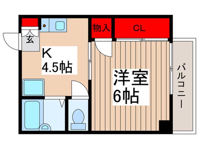 バージニアシティ(1K/2階)の間取り写真